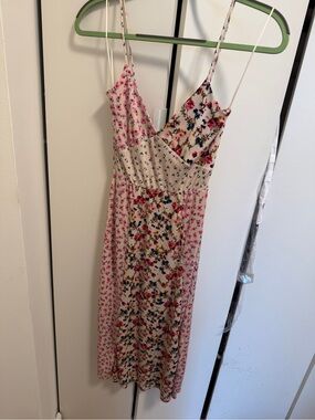 Zara Floral V-Neck Spaghetti Strap midi Dress